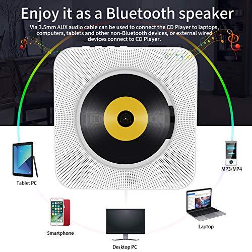 Reproductor de CD con Bluetooth, reproductor de música cd montable en la  pared Home Audio