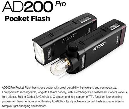 Godox AD200PRO TTL - Flash portátil de 200W y cabezal intercambiable