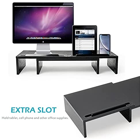 Soporte elevador para monitor con capacidad de 50 libras, soporte de madera  estable para monitores de computadora para organizadores de escritorio