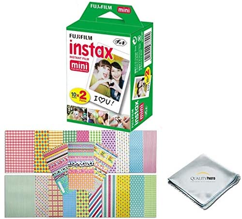 Fujifilm Instax Mini película instantánea (blanco) para cámaras Fujifilm  Mini 8 y Mini 9 con paño de microfibra de Quality Photo (100 hojas de  película) : Electrónica 