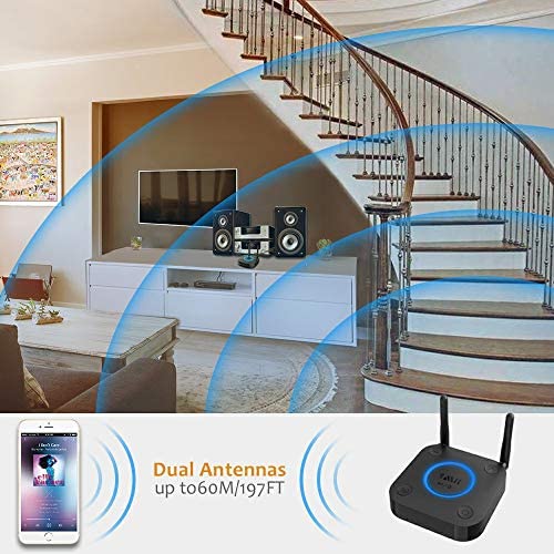 1Mii Receptor Bluetooth 5.0, adaptador de audio Bluetooth de alta fidelidad  para sistema estéreo doméstico, adaptador AUX Bluetooth de largo alcance