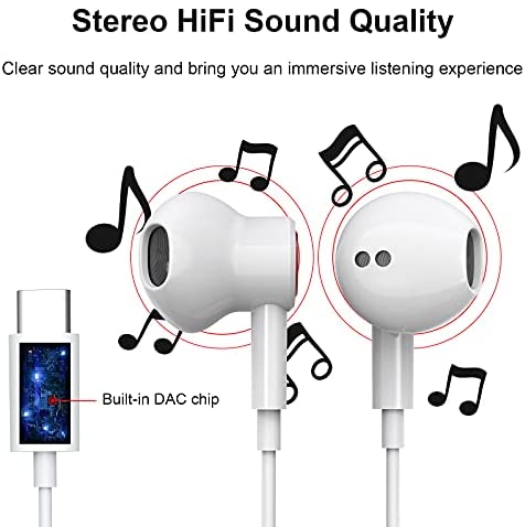 Auriculares USB C ACAGET con cable para Galaxy S21 Plus tipo C, auriculares  magnéticos con micrófono HiFi estéreo con control de volumen para Samsung