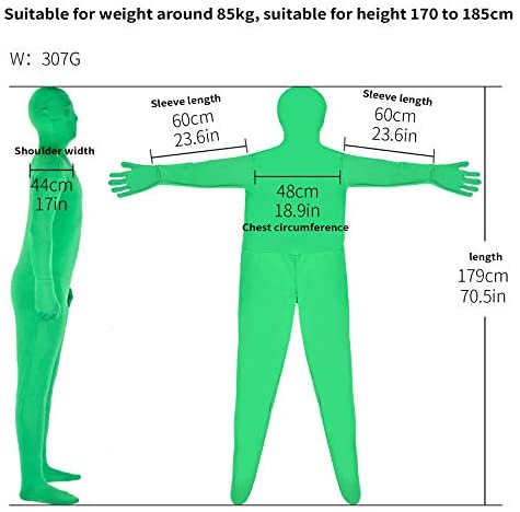 Traje verde de Chromakey para fotografía de cuerpo completo, mono