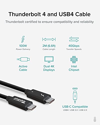 Cable certificado Intel Thunderbolt 4 USB C a USB C 8k 60HZ