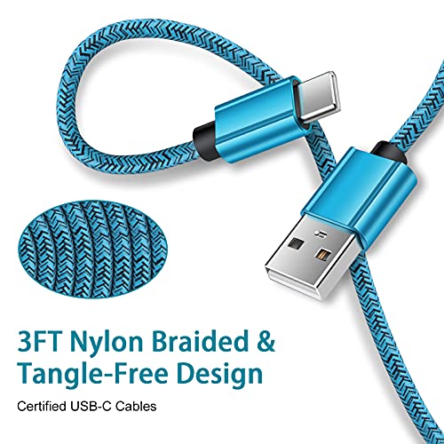  Cable USB tipo C de carga rápida de 10 pies, paquete de 2 cables  de alimentación trenzados, cargador de teléfono para Samsung Galaxy A11 A20  A21 A51 A41 A71 A80 A90