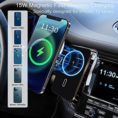 12PRO 15W aleación de aluminio MagSafe magnético coche cargador inalámbrico  soporte para teléfono móvil (plata)