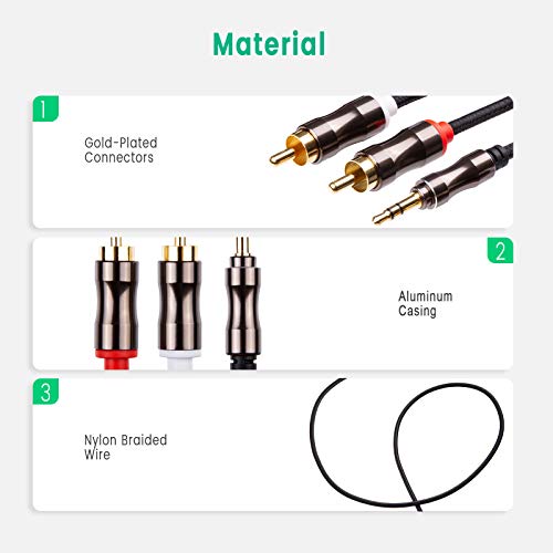 Cable adaptador RCA macho a 2 machos de 3,5 mm Tipo de aleación de alu