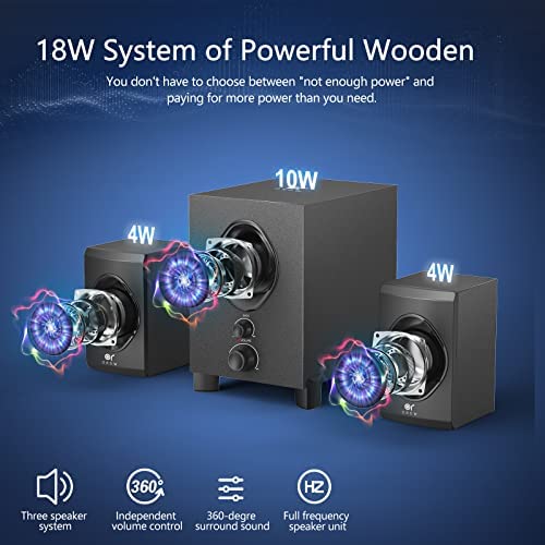 OROW S211 Nuevo sistema de altavoces multimedia 2.1 alimentados por USB con  subwoofer, altavoces de computadora de 16 W, graves fuertes, entradas de