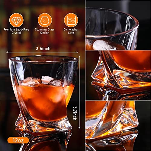 RorAem Whiskey Glasses - Crystal Whiskey Glasses Set of 6 Bourbon