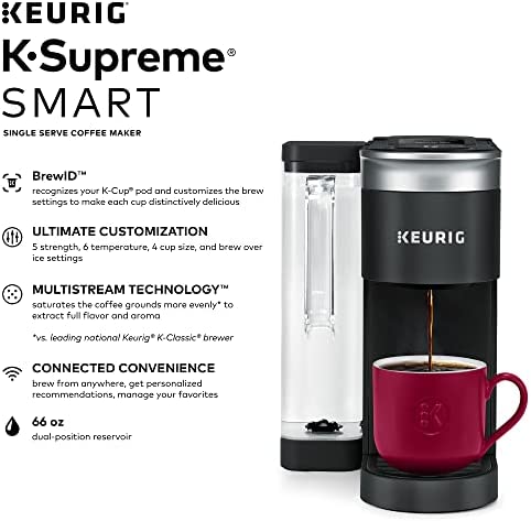  Keurig K-Supreme Plus C - Cafetera de una sola porción con  tecnología multiflujo que incluye 15 cápsulas K-Cup, filtro de agua + asa,  filtro de café reutilizable universal My K-Cup® 