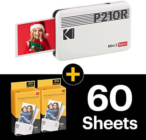 Impresora de Fotos KODAK Mini 2 Retro Incluye 60 Hojas -Bco