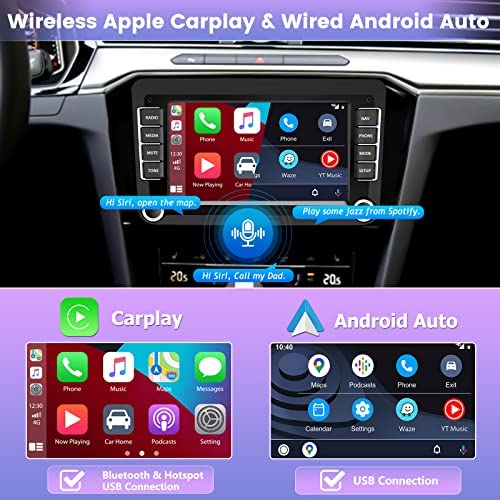 Hikity Radio Coche Portátil Inalámbrico Android Auto Carplay 7