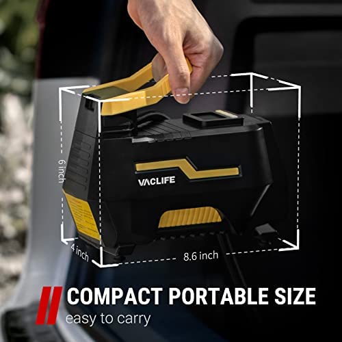VacLife Compresor de aire portátil para inflar neumáticos, bomba de aire  para neumáticos de automóvil (hasta 50 PSI), bomba de neumáticos de 12 V CC