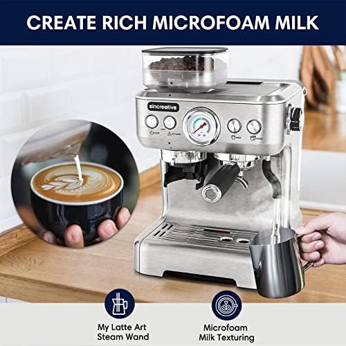 Sincreative - Cafetera con espumador de leche, cafetera para café latte o  capuchino, con espumador de leche, cafetera compacta para preparar un solo