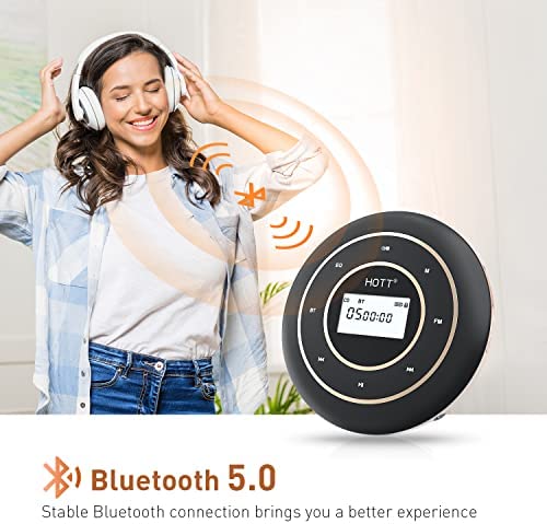 HOTT - Reproductor de CD portátil con Bluetooth, reproductor de CD  portátil, reproductor de Walkman recargable por USB con auriculares y cable