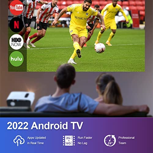 EUG Proyector 4K HD 1080P Home Theater, proyector inteligente con Android  TV 2G+16G, 800ANSI Lumens Proyector brillante para juegos con WiFi  Bluetooth