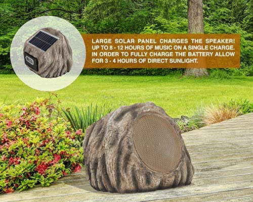 Homewell Altavoz Rock para exteriores, alimentado por energía solar,  inalámbrico, Bluetooth 5.0, altavoz portátil resistente a la intemperie  para