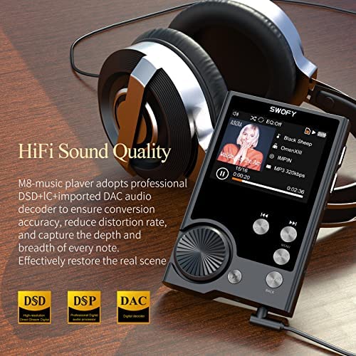 EVISTR Reproductor de audio digital de alta fidelidad Bluetooth Reproductor  de música portátil DSD Reproductor MP3 USB DAC para audiófilo