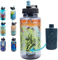  JUNZAN Water Bottles with Timer Wolf Japanese Style